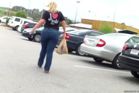Thick Assed Blonde In Levi's Teasing