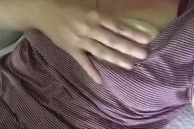 Horny female rubs boobs