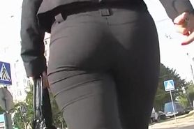Darksome taut breeches on her booty