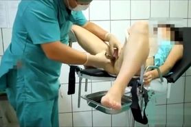 Careful examination of the patient on the gyno chair