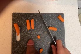 chopping carrots (please ignore my finger)
