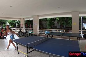 Ping Pong game for amateur couple before wild sex in the shower