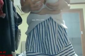 Busty Asian camgirl plays with her big boobs