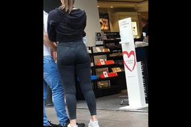 perfect fit brunette round ass in tight black jeans