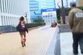 Sharking video shows cute Japanese girl's small tushy