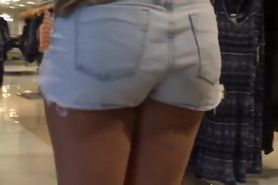 White Jean Shorts Pawg showing those thighs