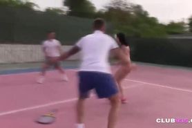 Cutie Fucked by Two Tennis Players