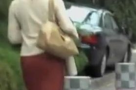 Hot Asian milf unexpectedly skirt sharked in public