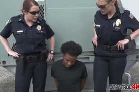Horny female officers take on criminal with big dick