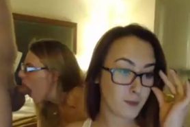 glasses blondes bitches fucked by lucky guy