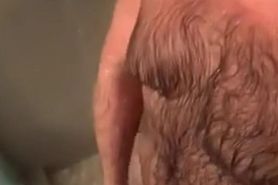 Guy masturbating under shower edging