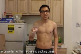 Topless Chinese Guy Teaching How to Bake Chicken The Easy Way