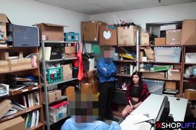 Shoplifting slender teen busted and fucked by security