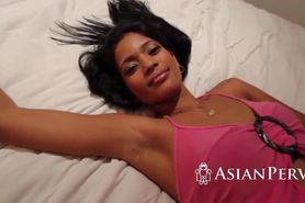 Round asian slut excited for a good pussy stretch in POV