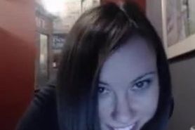 Webcam brunette girl teasing and having fun at home