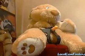 Horny girl has sex with her stuffed toy
