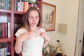 Ingrid Strips Off Her Skirt to Finger Herself On A Chair