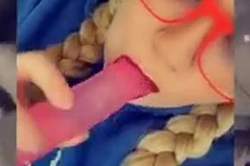 Sucking on a dildo for daddy