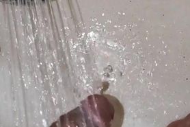 Masterbating with shower head tickling my dick til i cum