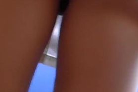 Upskirt of gal in perverted shoes