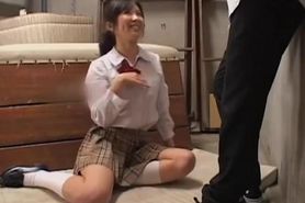 Playful Jap gives a blowjob with a smile in voyeur sex video