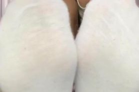 latina shoe/sock removal + self foot tickle