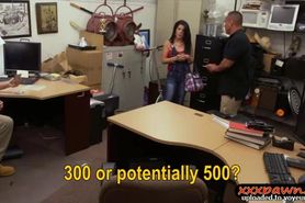 Sexy Cuban chick nailed in the pawnshop for money and her TV