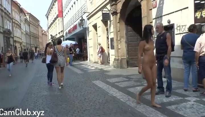 Prague Streets - Lady Dee - Nude Walk in Public, Prague Street - Tnaflix.com