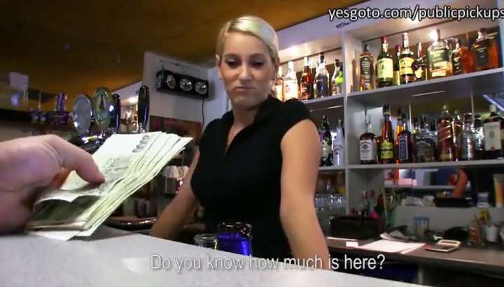 Sexiest Waitress Ass - Super sexy blonde waitress in Europe gets convinced to fuck for money -  Tnaflix.com
