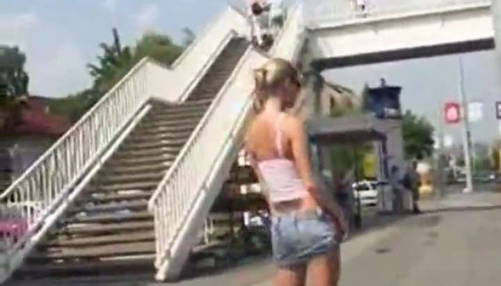 Nude Public Babes - Girl nude in Public and kicked by an old man. - Tnaflix.com