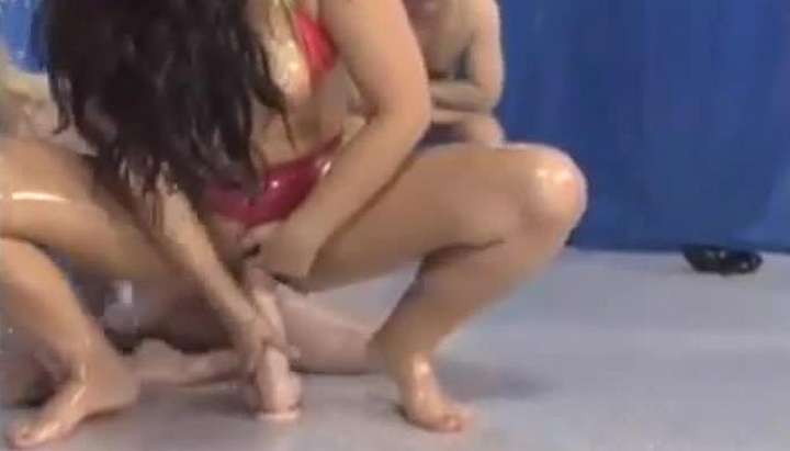 German Oil Porn - Lesbian German Oil Wrestling with Dildo (Blonde/Asian) Porn Video -  Tnaflix.com