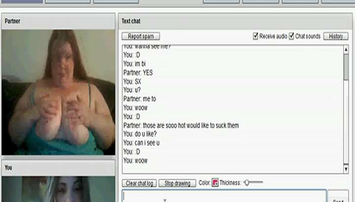 Chatroulette Granny - fatty BBW redhead play with fake girl on chatroulette TNAFlix Porn Videos