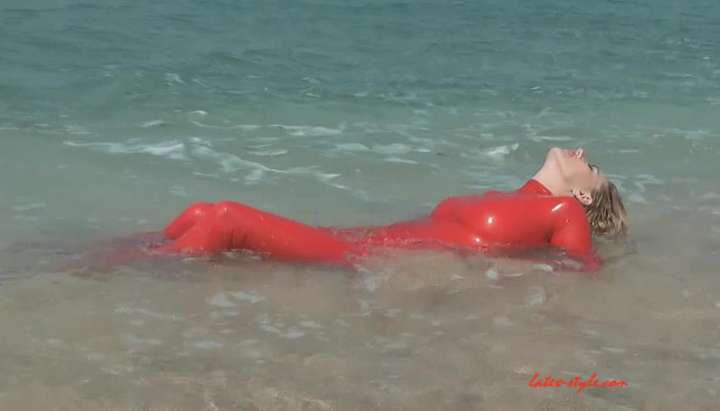 720px x 411px - Red Latex Mermaid on the Beach - Tnaflix.com
