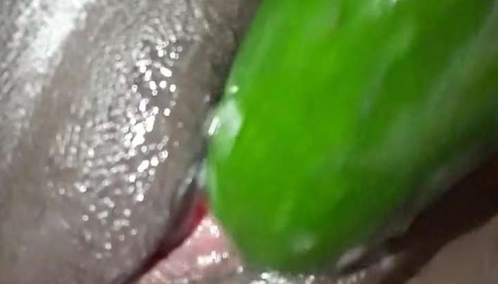 Cucumber Pussy Black - Fucking this tight pussy with a cucumber TNAFlix Porn Videos