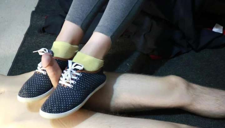 Shoes Foot Job - Cute Shoe Footjob Leads to Cum on Socks for Couple - Tnaflix.com