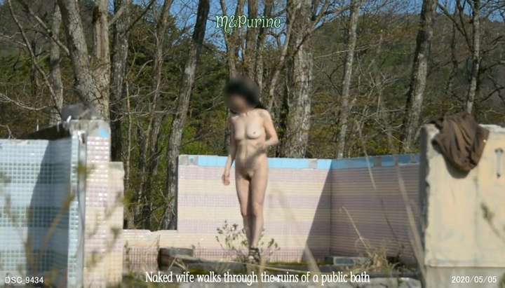 Naked exhibitionist wife walks through the ruins of a public bath TNAFlix Porn Videos