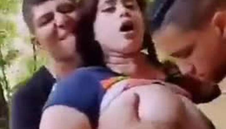 Boobs Pressing Sucking Japan - Big tits sucked - by two guys in public TNAFlix Porn Videos