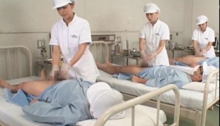 Sweet asian nurses giving handjob in group for cum sample - Tnaflix.com