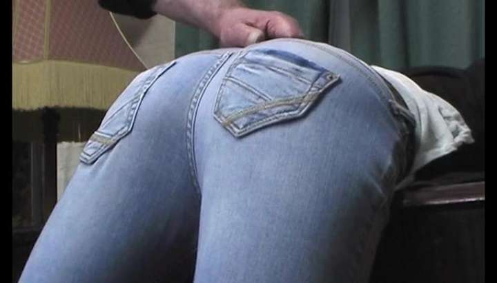 Fm Spanked Bare Asses - paddled on jeans then on round bare ass - Tnaflix.com