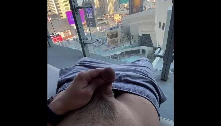 Exhibitionism masturbation public balcony Las Vegas Hotel