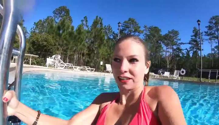 TrinaMason underwater at the pool arrives in beautiful new robe march 4,  2018 3:36pm GH010312 - Tnaflix.com