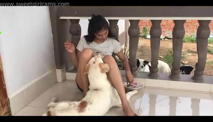 Girl On Girl Dog - Asian Girl Has Fun With Her Dogs - Tnaflix.com
