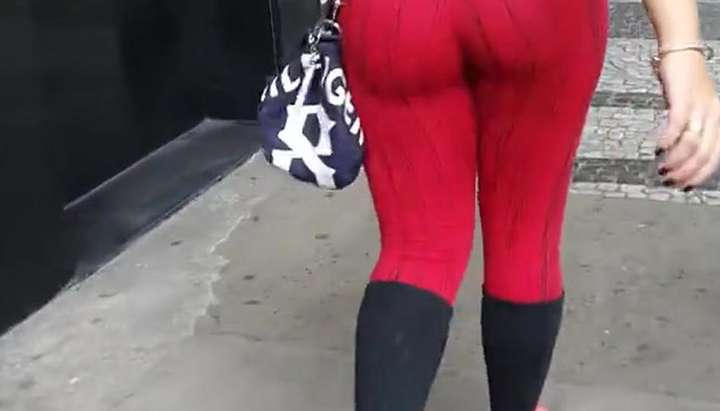 Candid hot blonde girl perfect ass in red leggings TNAFlix Porn Videos