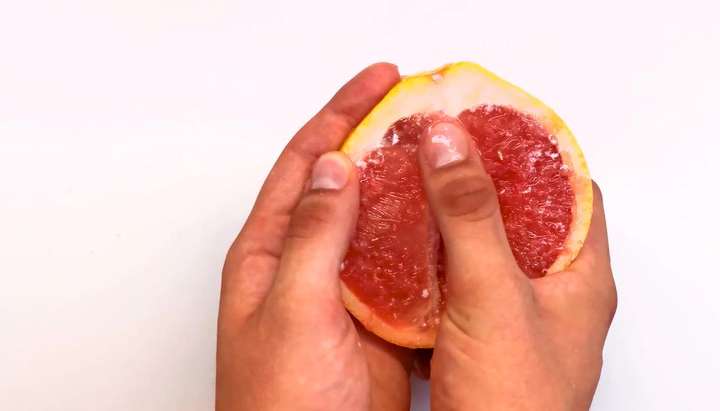 Tight pink grapefruit gets fruit fucked fingered rough in creamy juicy slit  ASMR - Tnaflix.com