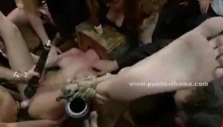 Busty delicious blonde immobilized and forced to screw in public group  bondage sex video TNAFlix Porn Videos