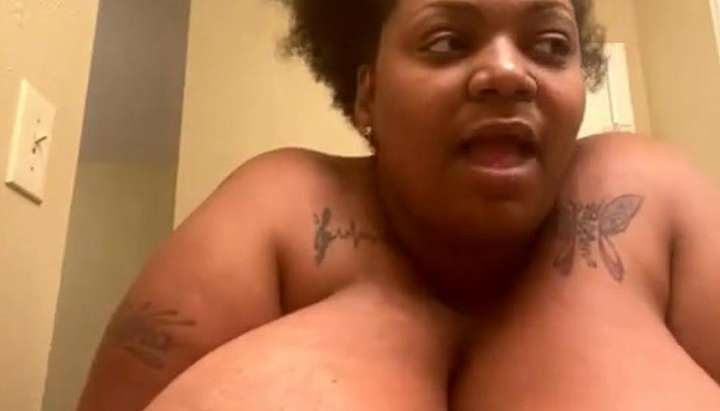 Sexy black bbw with huge saggy boobs cooking and playing in the buff -  Tnaflix.com