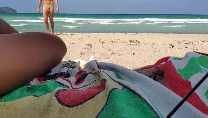 Our first time naked in the beach pic pic