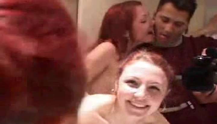 Redhead Twins Porn - Redhead twins kiss and fuck each other and a guy - Tnaflix.com