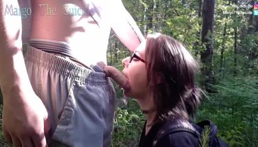 jizz in mouth in forest