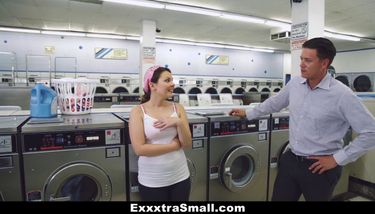 Horny Slim Brunette Chick Pounded Hard In the Laundromat